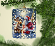 Load image into Gallery viewer, Chow Chow and Santa Claus Porcelain Ornament