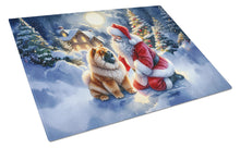 Load image into Gallery viewer, Chow Chow and Santa Claus Glass Cutting Boards – Durable, Decorative Kitchen Art