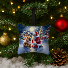 Load image into Gallery viewer, Chow Chow and Santa Claus Hanging Square Fabric Ornament 3.5 × 3.5