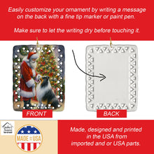 Load image into Gallery viewer, Collie and Santa Claus Porcelain Ornament