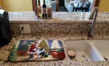 Load image into Gallery viewer, Collie and Santa Claus Dish Drying Mat