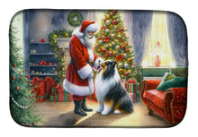 Load image into Gallery viewer, Collie and Santa Claus Dish Drying Mat