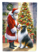 Load image into Gallery viewer, Collie with Santa Garden Flag – Christmas Dog Yard Decor