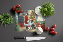 Load image into Gallery viewer, Collie and Santa Claus Glass Cutting Boards – Durable, Decorative Kitchen Art