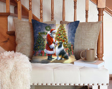 Load image into Gallery viewer, Collie and Santa Claus Throw Pillow - 14x14 Decorative Pillow – Art for Your Home &amp; Patio