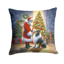 Load image into Gallery viewer, Collie and Santa Claus Throw Pillow - 14x14 Decorative Pillow – Art for Your Home &amp; Patio