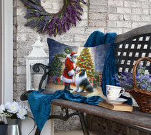 Load image into Gallery viewer, Collie and Santa Claus Throw Pillow