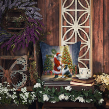 Load image into Gallery viewer, Collie and Santa Claus Throw Pillow