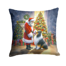 Load image into Gallery viewer, Collie and Santa Claus Throw Pillow