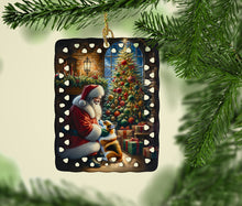 Load image into Gallery viewer, Corgi and Santa Claus Porcelain Ornament