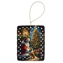 Load image into Gallery viewer, Corgi and Santa Claus Porcelain Ornament
