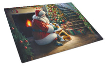 Load image into Gallery viewer, Corgi and Santa Claus Glass Cutting Boards – Durable, Decorative Kitchen Art