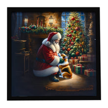 Load image into Gallery viewer, Corgi and Santa Claus Framed Metal Print
