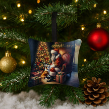 Load image into Gallery viewer, Corgi and Santa Claus Hanging Square Fabric Ornament 3.5 × 3.5