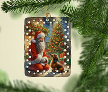 Load image into Gallery viewer, Dachshund and Santa Claus Porcelain Ornament