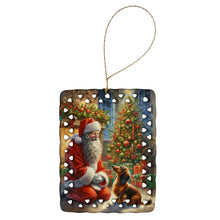 Load image into Gallery viewer, Dachshund and Santa Claus Porcelain Ornament