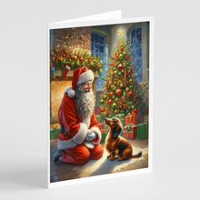 Load image into Gallery viewer, Dachshund and Santa Claus Greeting Cards - Blank Note Cards – 8-Pack of Artist-Designed Cards with Envelopes