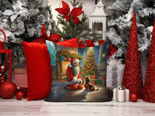 Load image into Gallery viewer, Dachshund and Santa Claus Throw Pillow - 14x14 Decorative Pillow – Art for Your Home &amp; Patio