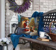 Load image into Gallery viewer, Dachshund and Santa Claus Throw Pillow