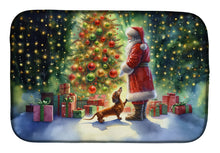 Load image into Gallery viewer, Dachshund and Santa Claus Dish Drying Mat