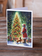 Load image into Gallery viewer, Dachshund and Santa Claus Greeting Cards - Blank Note Cards – 8-Pack of Artist-Designed Cards with Envelopes