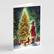 Load image into Gallery viewer, Dachshund and Santa Claus Greeting Cards - Blank Note Cards – 8-Pack of Artist-Designed Cards with Envelopes