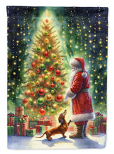 Load image into Gallery viewer, Dachshund with Santa Garden Flag – Christmas Dog Yard Decor