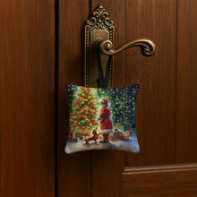 Load image into Gallery viewer, Dachshund and Santa Claus Hanging Square Fabric Ornament 3.5 × 3.5