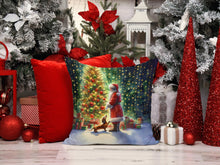 Load image into Gallery viewer, Dachshund and Santa Claus Throw Pillow - 14x14 Decorative Pillow – Art for Your Home &amp; Patio