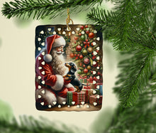 Load image into Gallery viewer, Dachshund and Santa Claus Porcelain Ornament