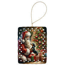 Load image into Gallery viewer, Dachshund and Santa Claus Porcelain Ornament