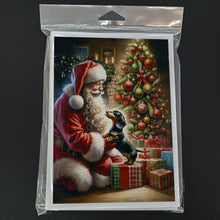 Load image into Gallery viewer, Dachshund and Santa Claus Greeting Cards - Blank Note Cards – 8-Pack of Artist-Designed Cards with Envelopes
