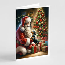Load image into Gallery viewer, Dachshund and Santa Claus Greeting Cards - Blank Note Cards – 8-Pack of Artist-Designed Cards with Envelopes
