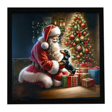 Load image into Gallery viewer, Dachshund and Santa Claus Framed Metal Print