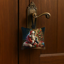 Load image into Gallery viewer, Dachshund and Santa Claus Hanging Square Fabric Ornament 3.5 × 3.5