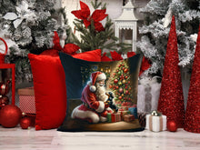 Load image into Gallery viewer, Dachshund and Santa Claus Throw Pillow - 14x14 Decorative Pillow – Art for Your Home &amp; Patio