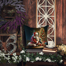 Load image into Gallery viewer, Dachshund and Santa Claus Throw Pillow - 14x14 Decorative Pillow – Art for Your Home &amp; Patio