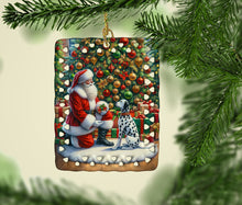 Load image into Gallery viewer, Dalmatian and Santa Claus Porcelain Ornament