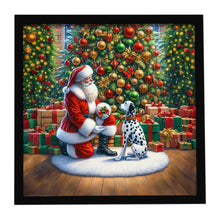 Load image into Gallery viewer, Dalmatian and Santa Claus Framed Metal Print