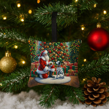 Load image into Gallery viewer, Dalmatian and Santa Claus Hanging Square Fabric Ornament 3.5 × 3.5