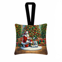 Load image into Gallery viewer, Dalmatian and Santa Claus Hanging Square Fabric Ornament 3.5 × 3.5
