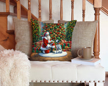 Load image into Gallery viewer, Dalmatian and Santa Claus Throw Pillow - 14x14 Decorative Pillow – Art for Your Home &amp; Patio