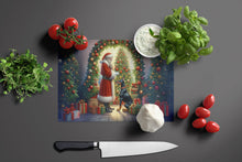 Load image into Gallery viewer, Doberman Pinscher and Santa Claus Glass Cutting Boards – Durable, Decorative Kitchen Art