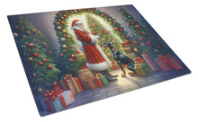 Load image into Gallery viewer, Doberman Pinscher and Santa Claus Glass Cutting Boards – Durable, Decorative Kitchen Art