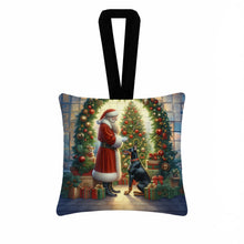 Load image into Gallery viewer, Doberman Pinscher and Santa Claus Hanging Square Fabric Ornament 3.5 × 3.5