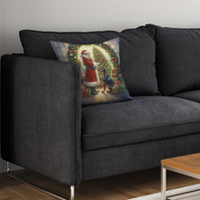 Load image into Gallery viewer, Doberman Pinscher and Santa Claus Throw Pillow - 14x14 Decorative Pillow – Art for Your Home &amp; Patio
