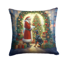 Load image into Gallery viewer, Doberman Pinscher and Santa Claus Throw Pillow