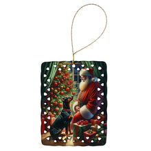 Load image into Gallery viewer, Doberman Pinscher and Santa Claus Porcelain Ornament