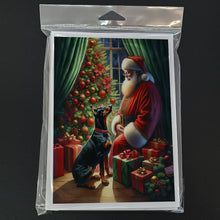 Load image into Gallery viewer, Doberman Pinscher and Santa Claus Greeting Cards - Blank Note Cards – 8-Pack of Artist-Designed Cards with Envelopes