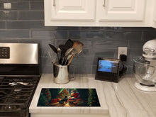 Load image into Gallery viewer, Doberman Pinscher and Santa Claus Glass Cutting Boards – Durable, Decorative Kitchen Art